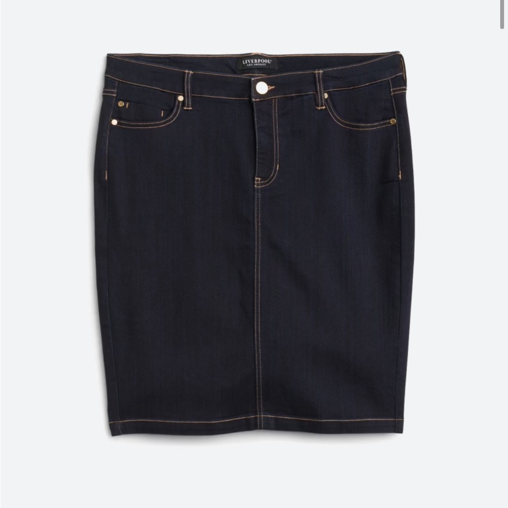Liverpool Clean Hem Demin Skirt